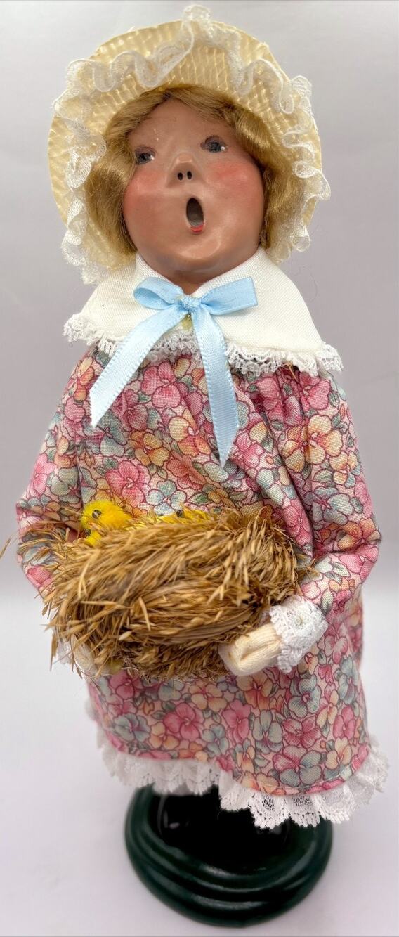Byers Choice Girl With Basket Of Baby Chicks Dated 2002